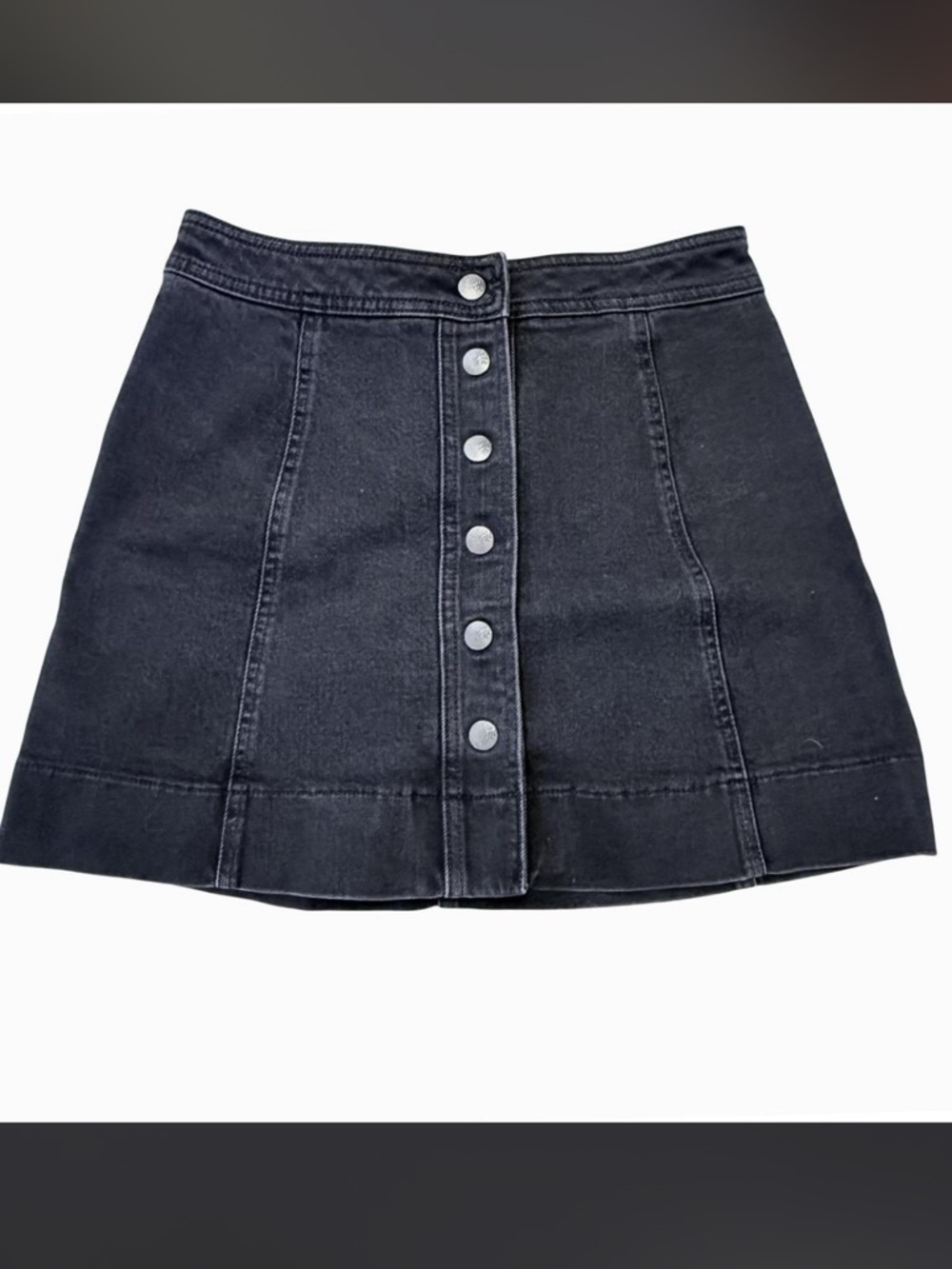 Madewell Black Button-Front Mini Skirt